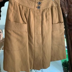 Tan linen blend mini skirt